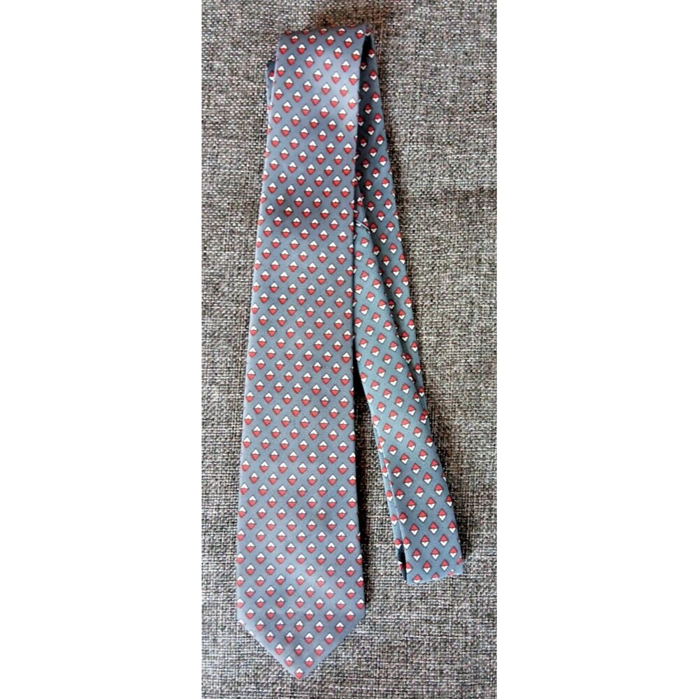 Tie 70s 80s 90s Y2K Mens Dupont Superba Gray Red White 2.75 Wide 52 Long